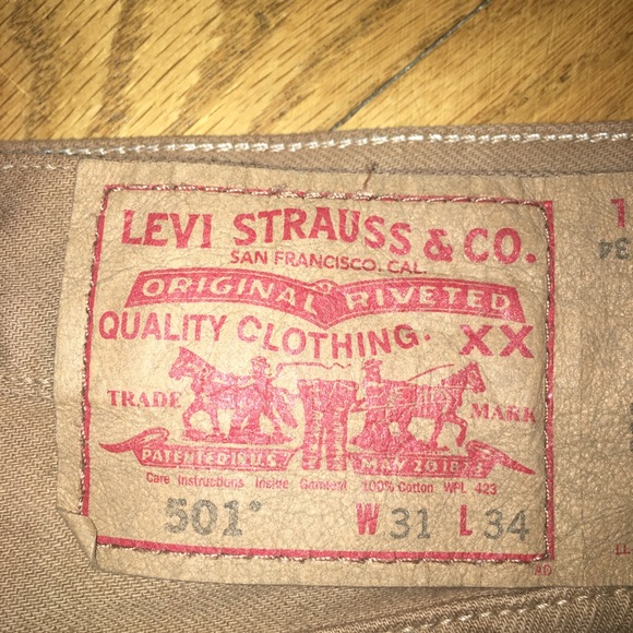 Levi’s 501 Tan Buttonfly Jeans 31X34 - Picture 3 of 3